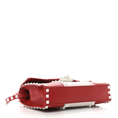 Valentino Garavani Vitello Colorblock Medium Free Rockstud Flip Lock Crossbody Bag Rosso Valentino Optic White 4 of 12