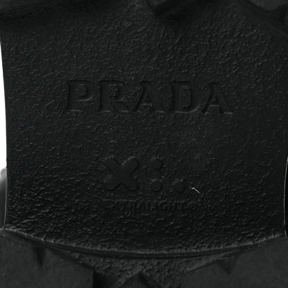 Prada Spazzolato Rois Nylon Metal Triangle Logo Monolith Pouch Pocket 55mm Boots 38 Black 8 of 15