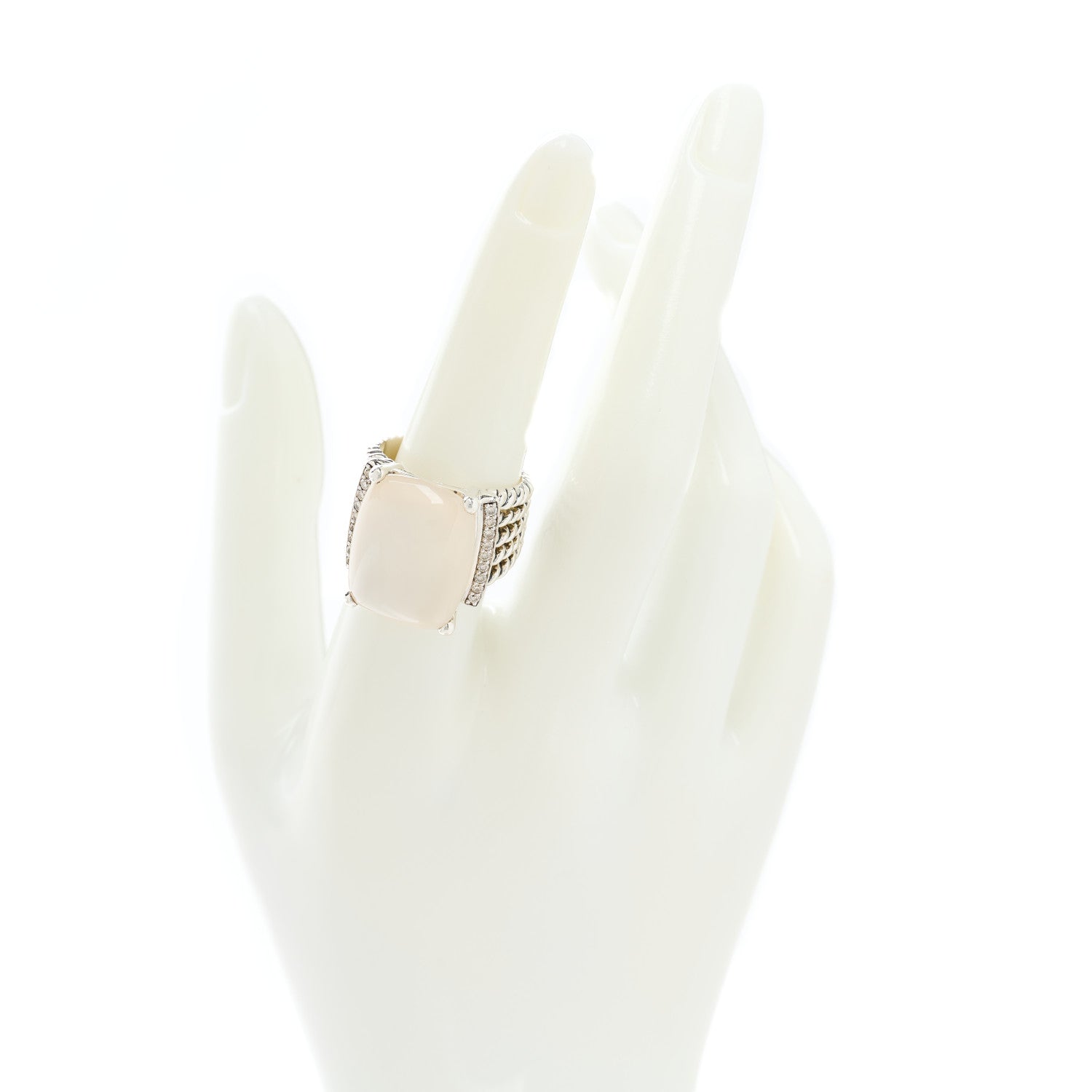 David Yurman Sterling Silver Diamond Moon Quartz 20mm Wheaton Ring 55 7.25 2 of 5