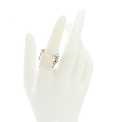 David Yurman Sterling Silver Diamond Moon Quartz 20mm Wheaton Ring 55 7.25 2 of 5