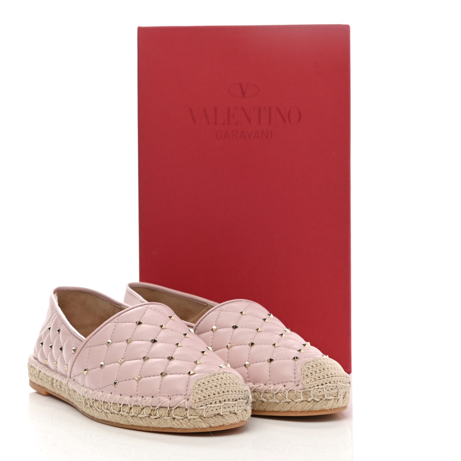 Valentino Garavani Nappa Rockstud Spike Espadrille Flats 40 Water Rose 9 of 9