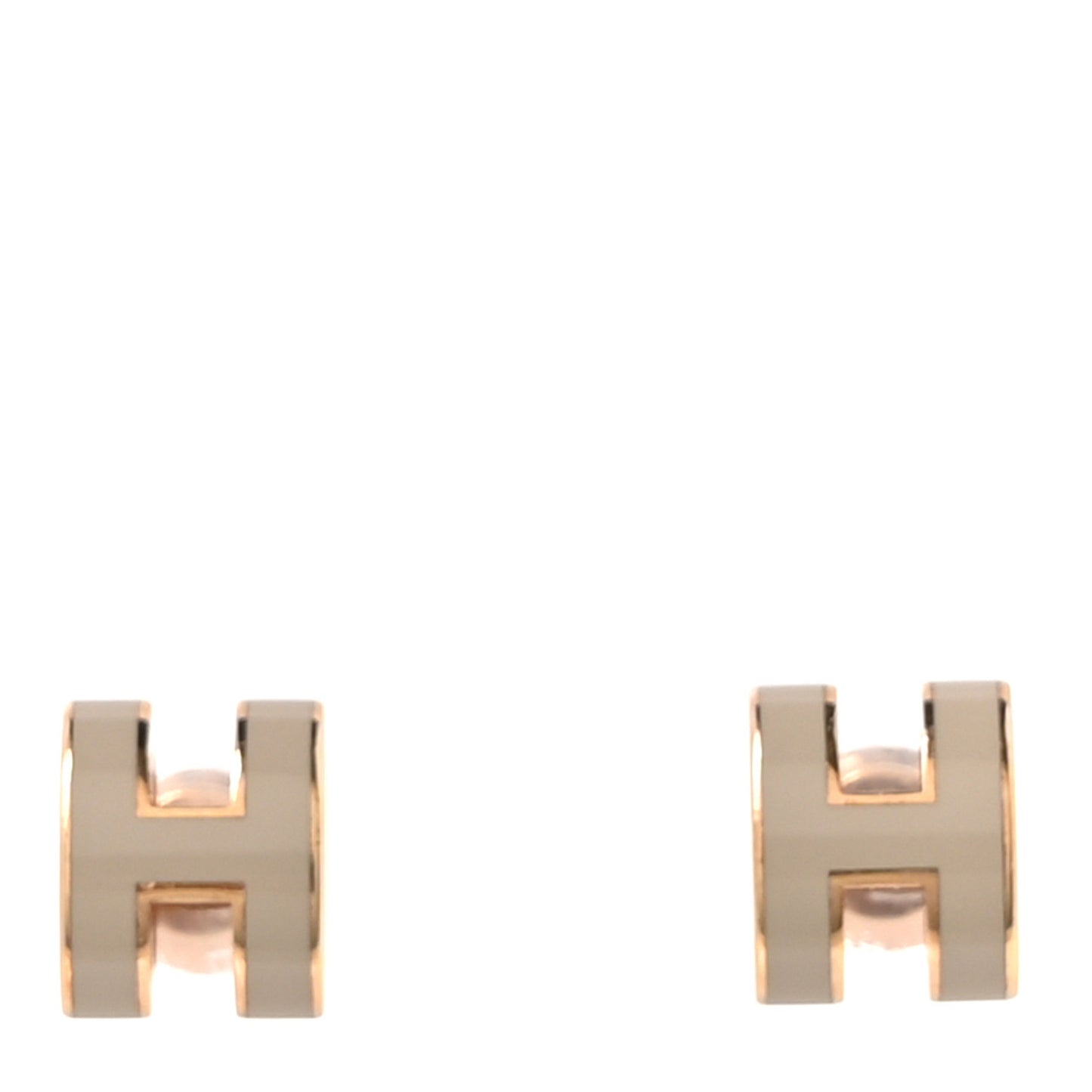 Gold Lacquered Mini Pop H Earrings Marron Glace