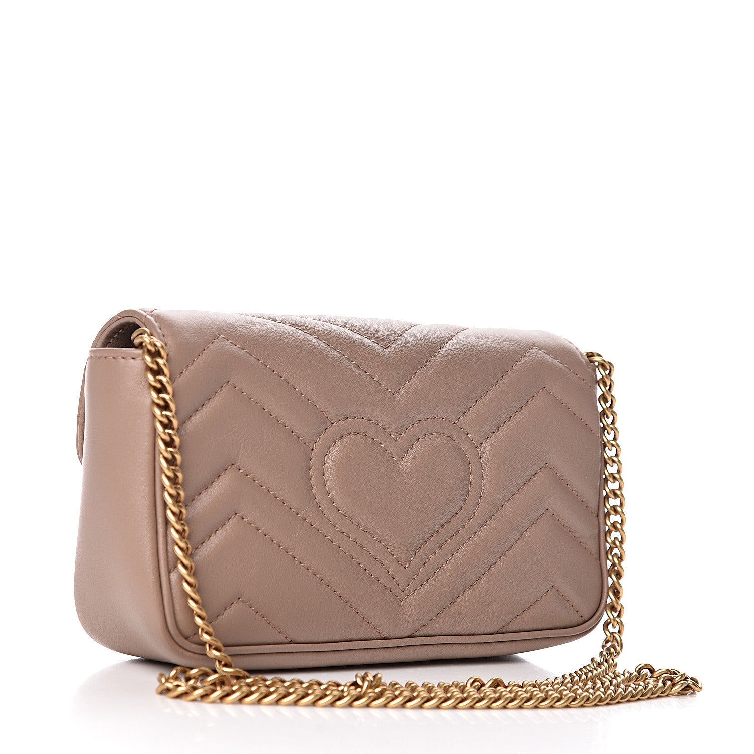 Gucci Calfskin Matelasse Super Mini GG Marmont Shoulder Bag Porcelain Rose 3 of 11