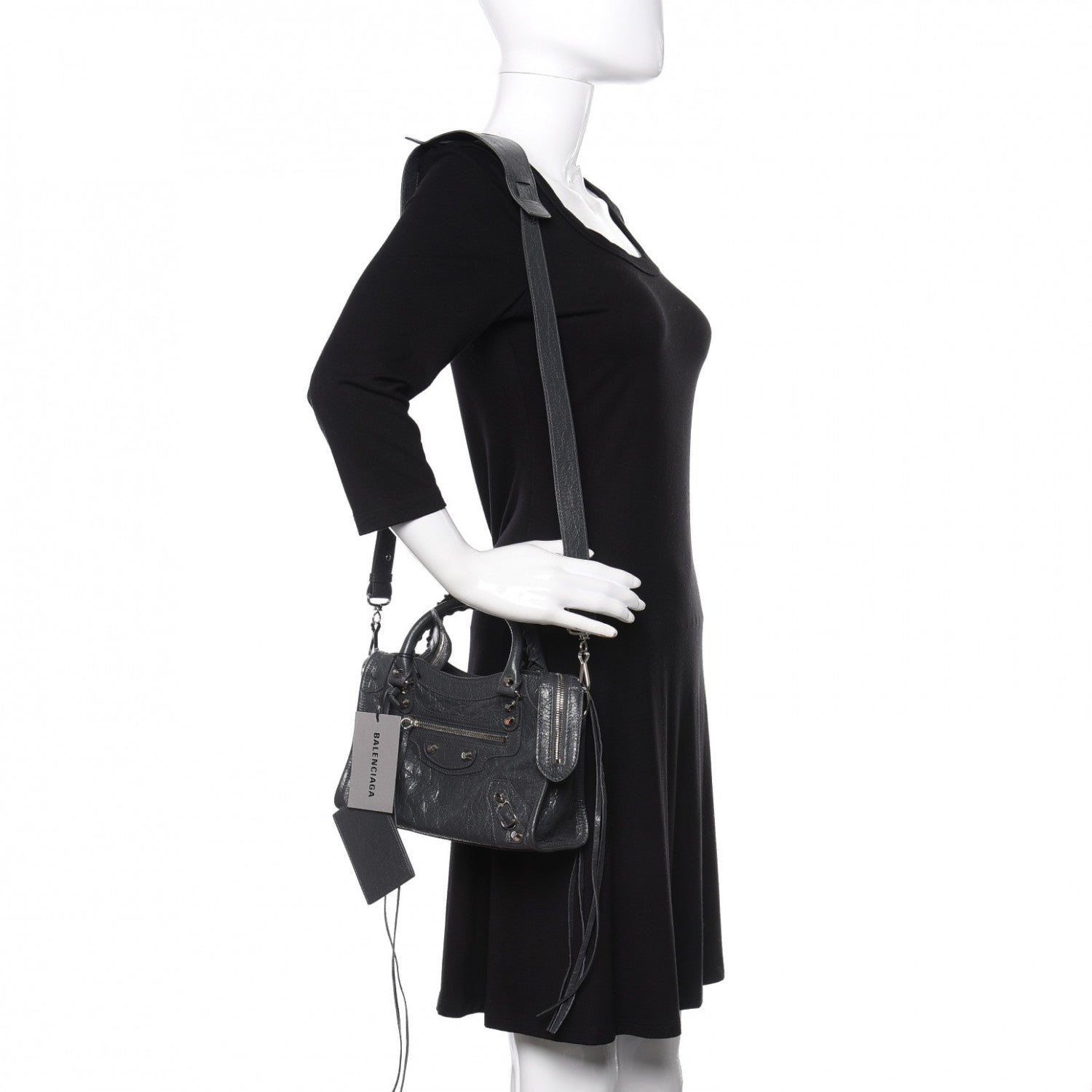 Balenciaga Agneau Classic Silver Hardware Mini City Gris Fossile 2 of 12