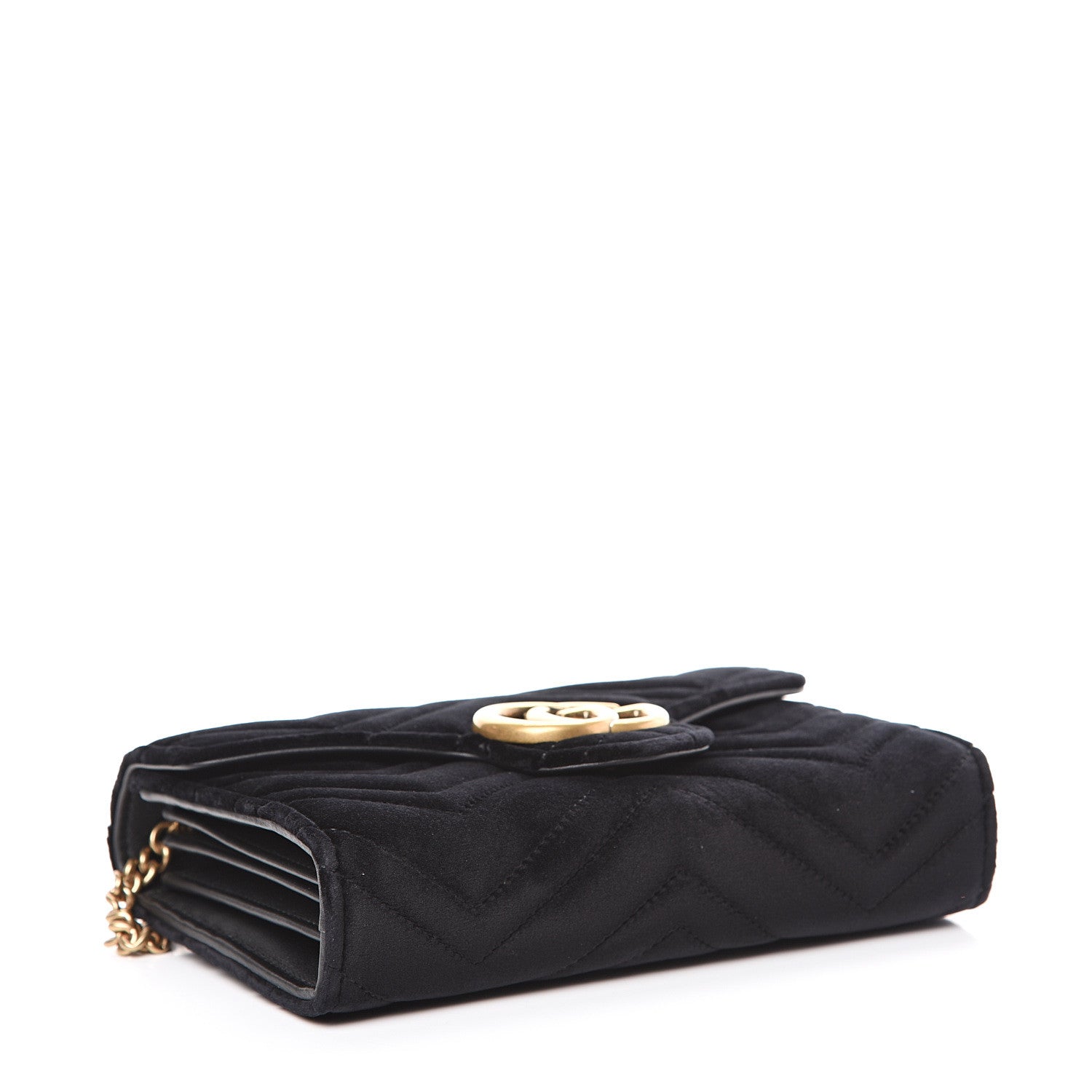 Gucci Velvet Matelasse GG Marmont Chain Wallet Black 3 of 10