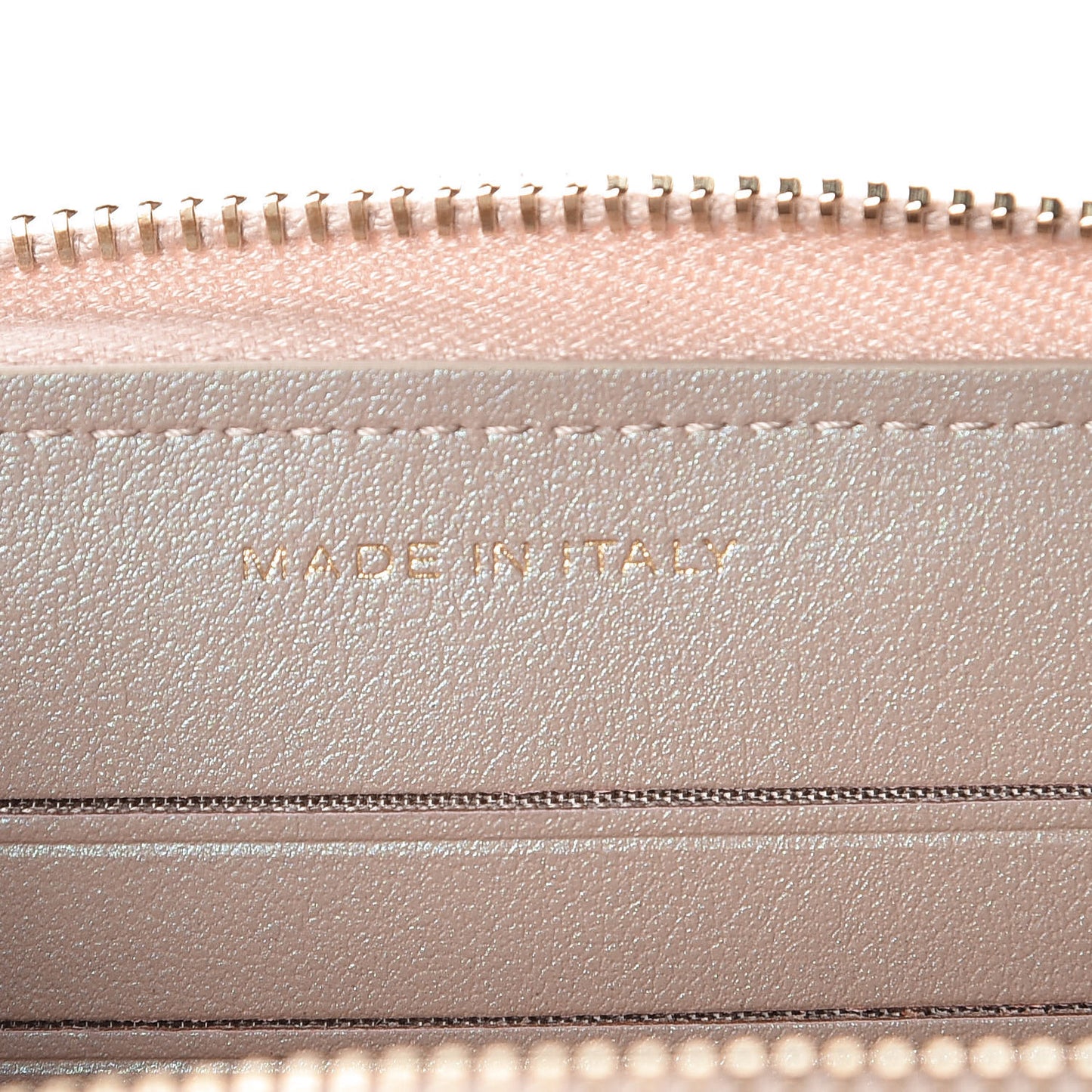 Iridescent Caviar Quilted Medium Zip Around Wallet Beige