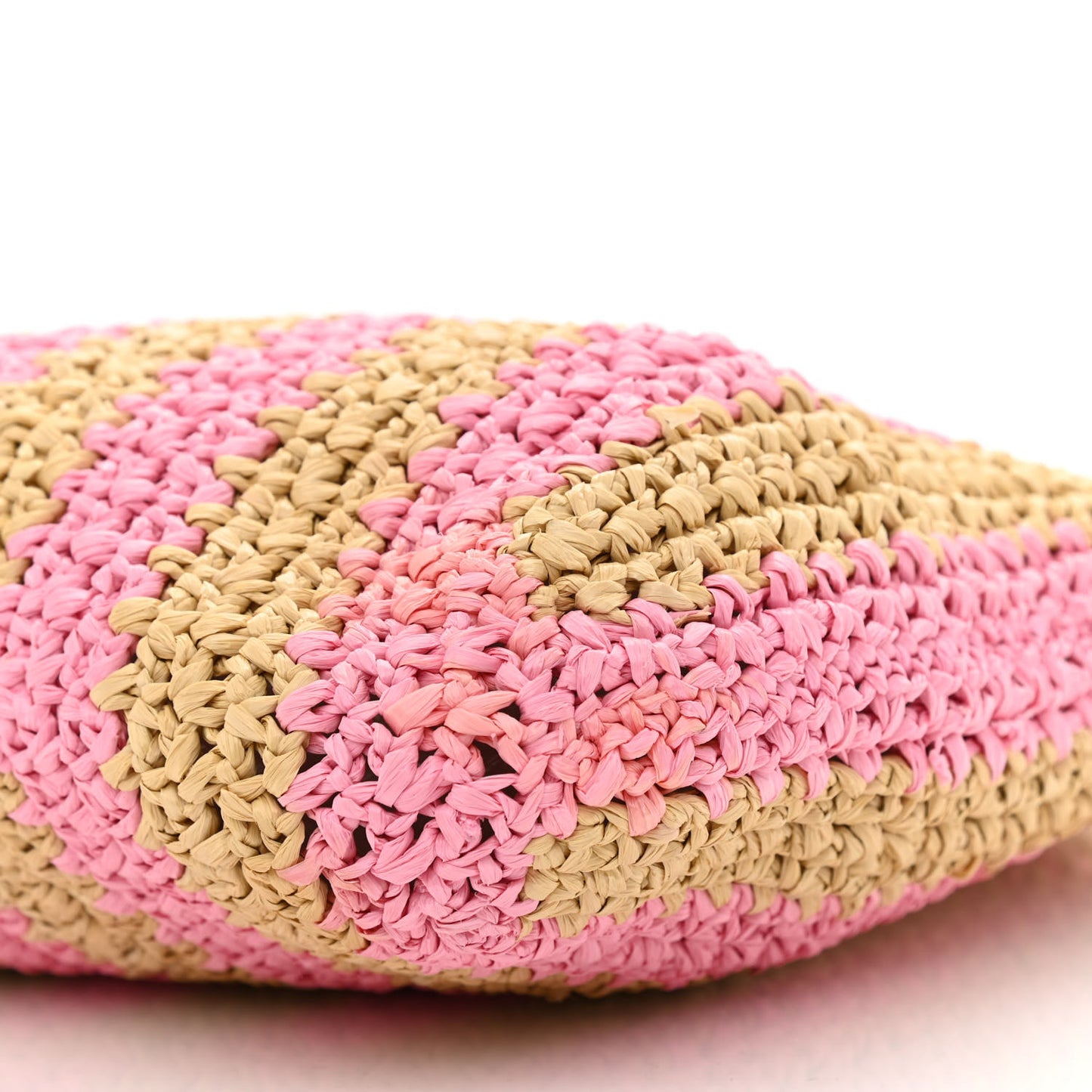 Yarn Raffia Effect Crochet Striped Small Logo Tote Naturale Petalo