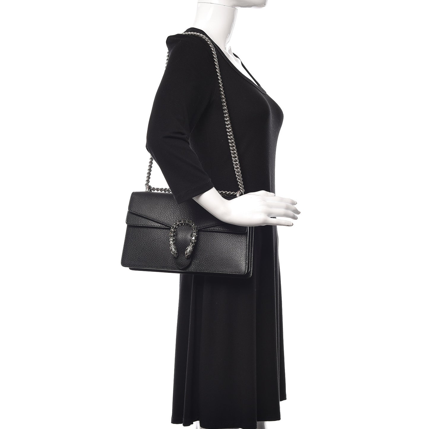 Pebbled Calfskin Small Dionysus Shoulder Bag Black