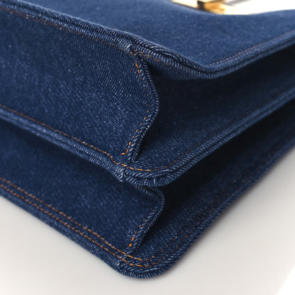 Fendi Denim Fabric Jacquard Cuoio FF 1974 Medium Peekaboo I SEE U Satchel Blue Tobacco Moro 10 of 10
