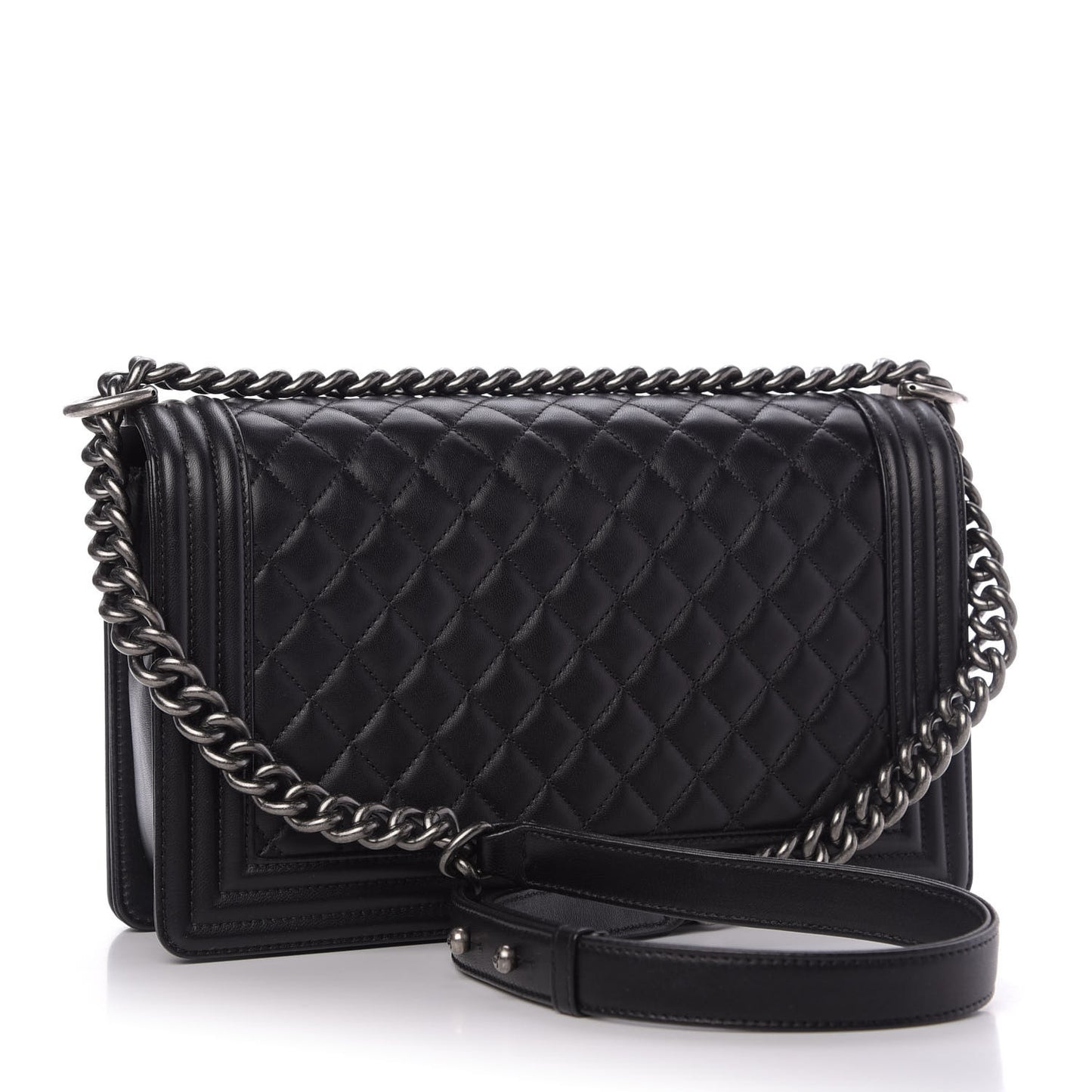 Lambskin Quilted New Medium Boy Flap Black