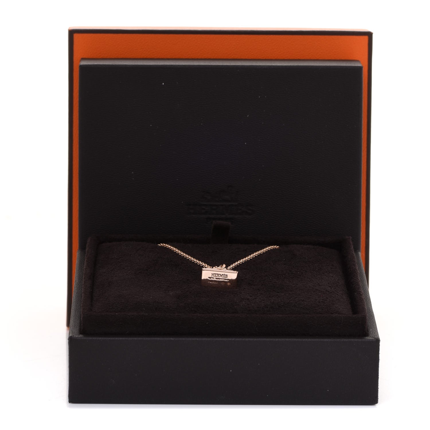 Hermes 18K Rose Gold Diamond Birkin Amulettes Pendant Necklace 5 of 6