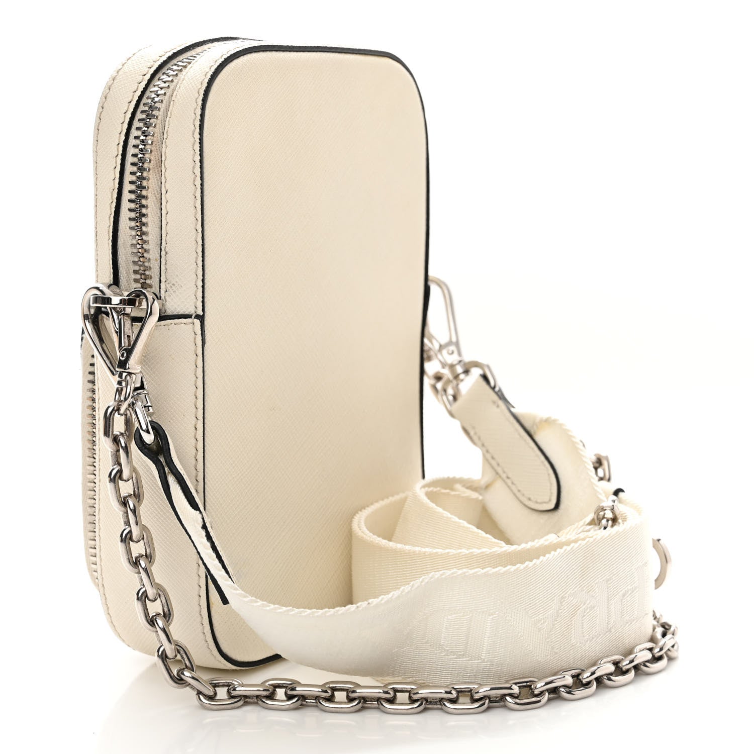 Prada Saffiano Lux Phone Crossbody Pouch White 3 of 13