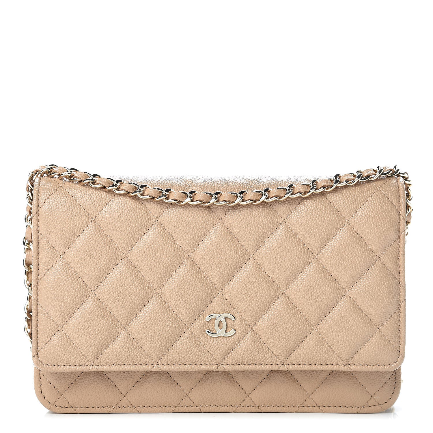 Chanel Caviar Quilted Wallet On Chain WOC Beige 1 of 13
