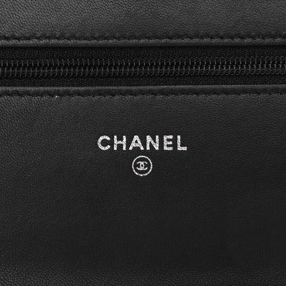 Chanel Lambskin Chevron Quilted Wallet On Chain WOC So Black 6 of 12