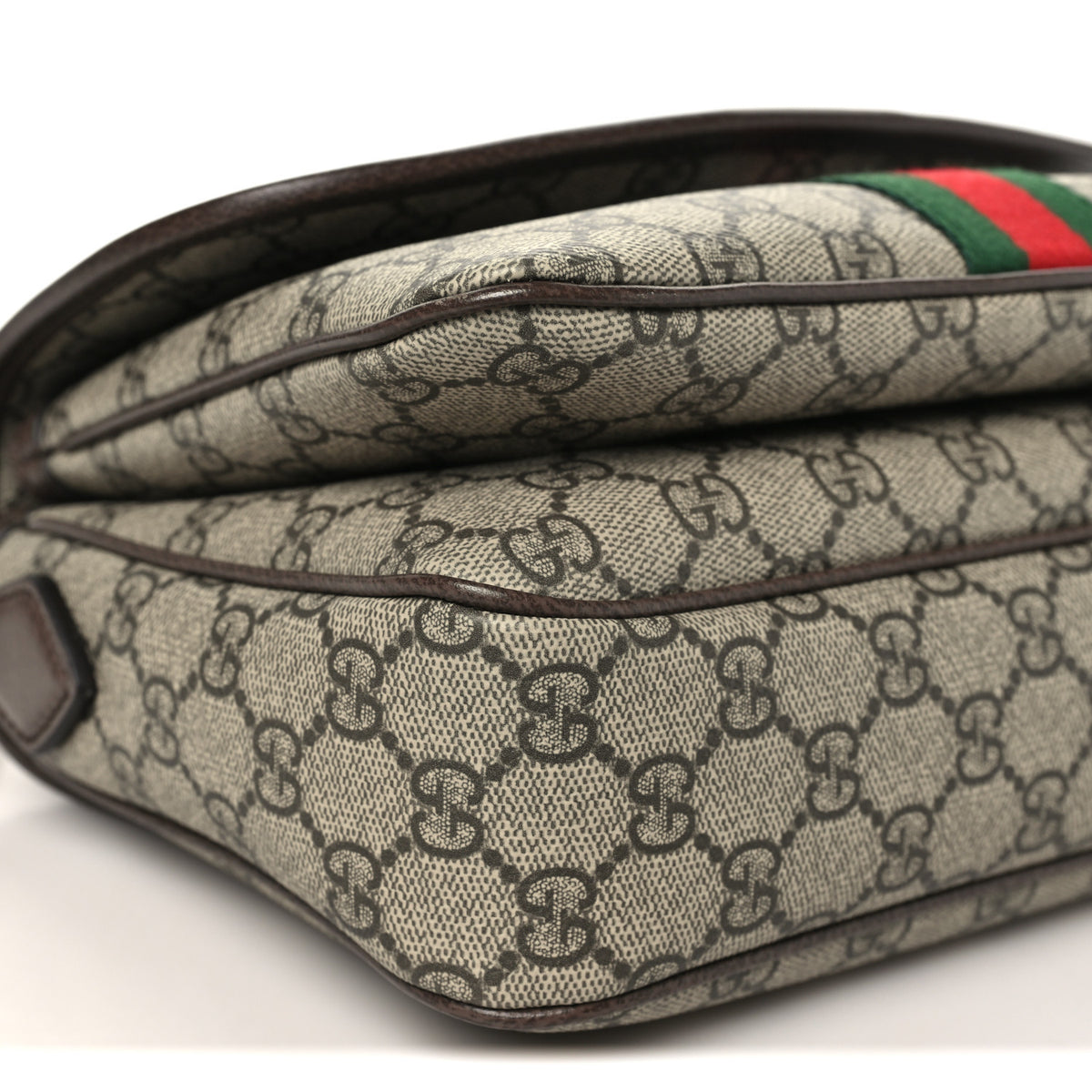 GG Supreme Monogram Textured Dollar Calfskin Medium Ophidia Top Handle Shoulder Bag Beige Brown
