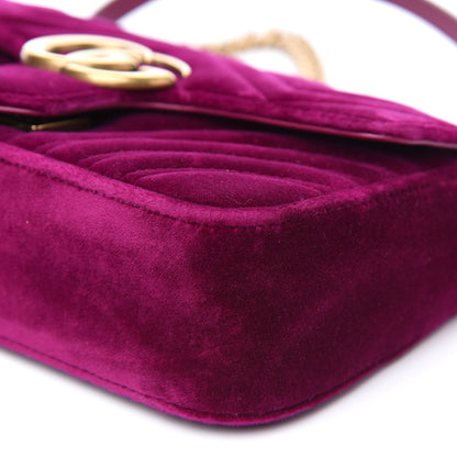 Gucci Velvet Matelasse Mini GG Marmont Shoulder Bag Fuchsia Violet Cyclamen 8 of 11