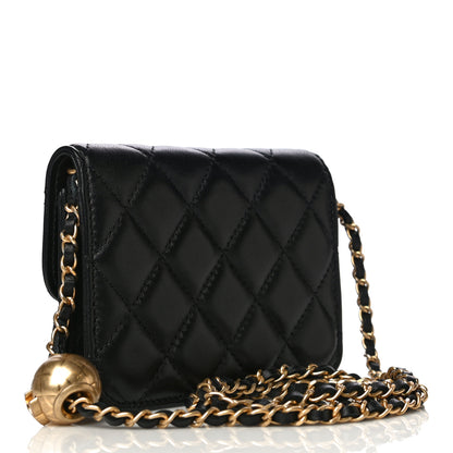 Chanel Lambskin Quilted Pearl Crush Clutch With Chain Black 3 of 12
