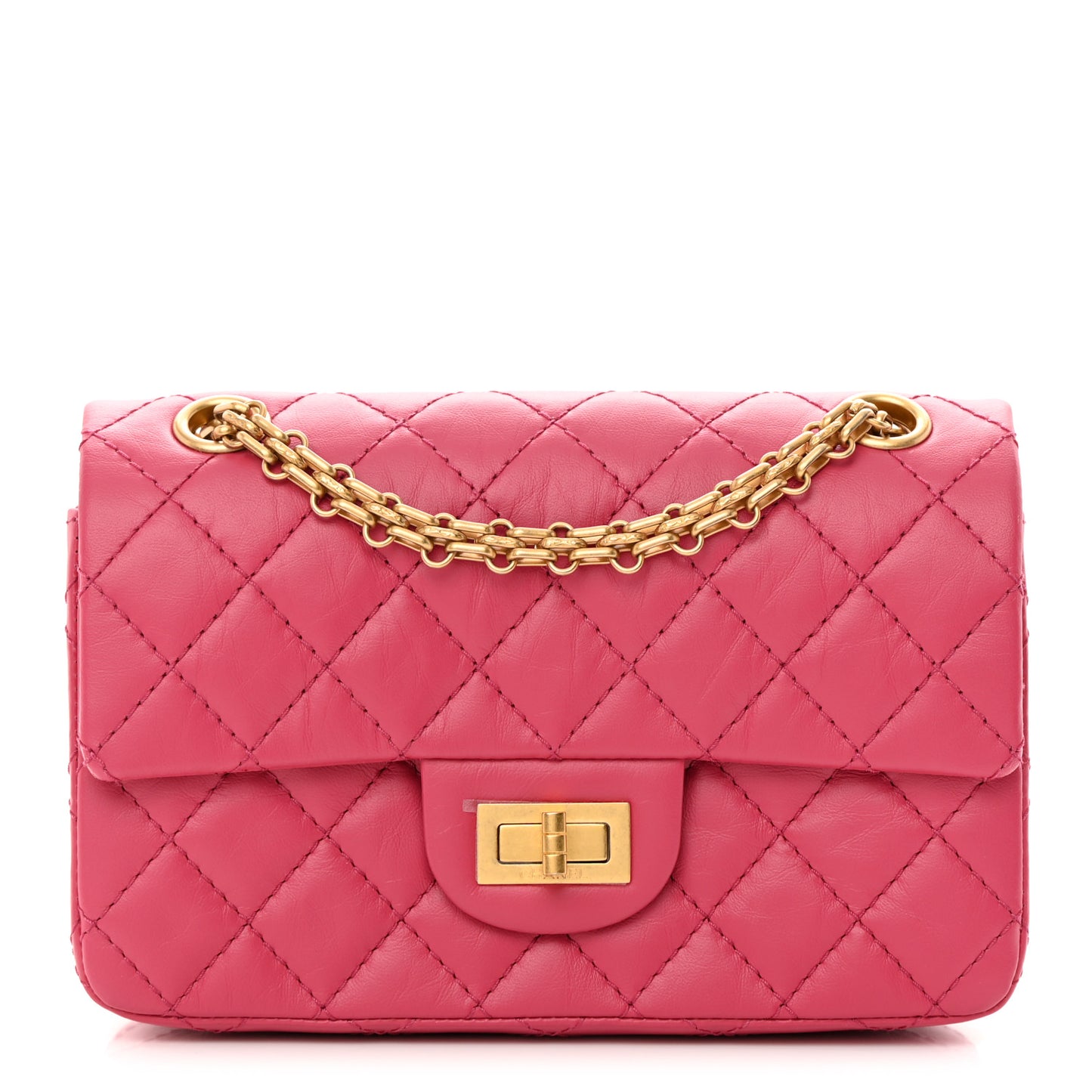 Aged Calfskin Quilted 2.55 Reissue Mini Flap Pink