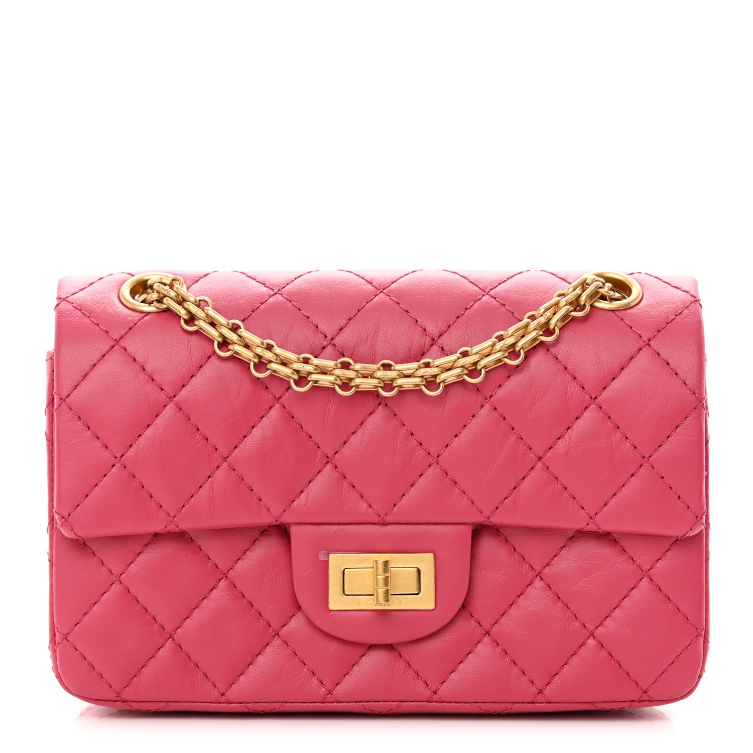 Chanel Aged Calfskin Quilted 2.55 Reissue Mini Flap Pink 1 of 12