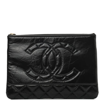 Chanel Shiny Aged Calfskin Quilted Cosmetic Case Black 1 of 7