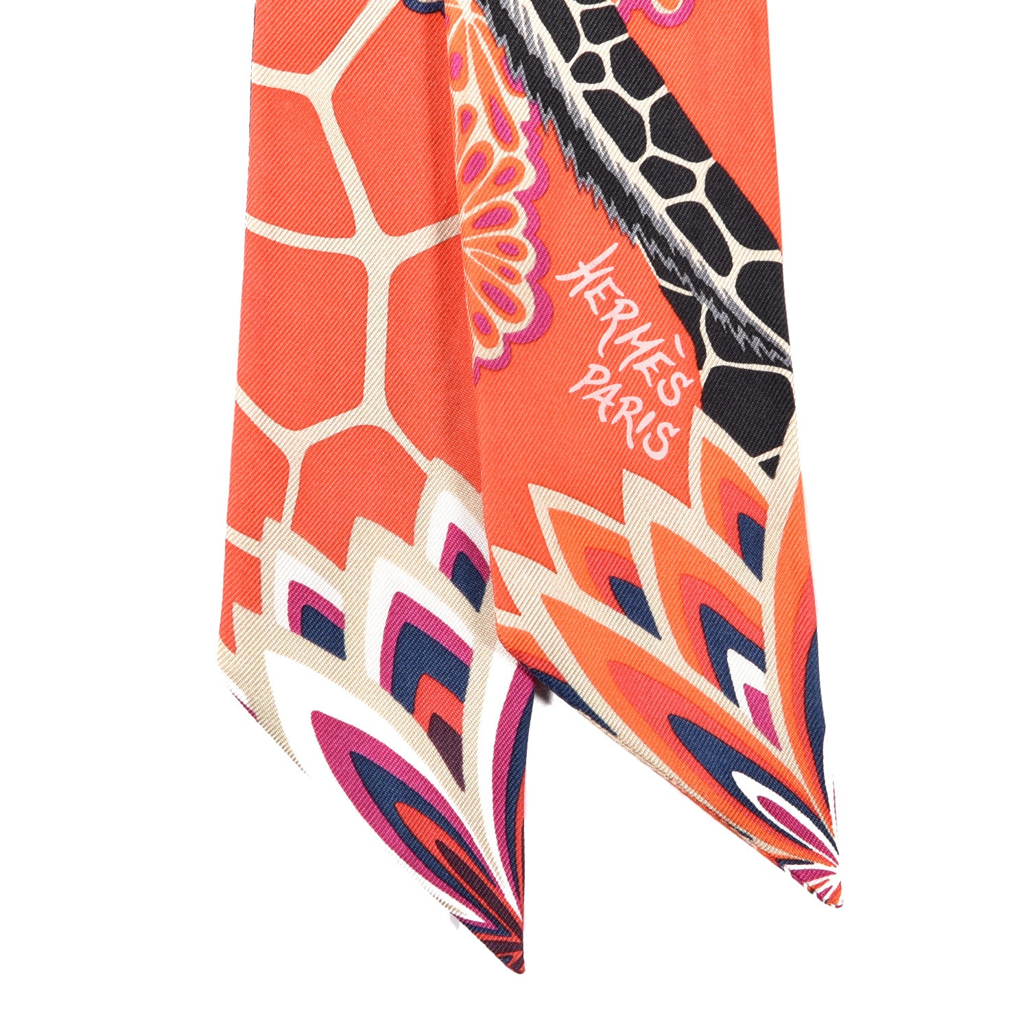 Hermes Silk The Three Graces Twilly Vermillion Fuchsia 2 of 4