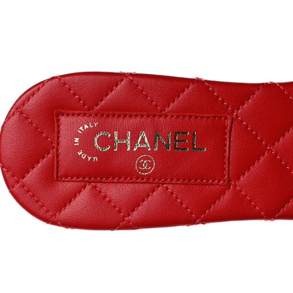 Chanel Satin Mule Sandals 37 Red 7 of 8