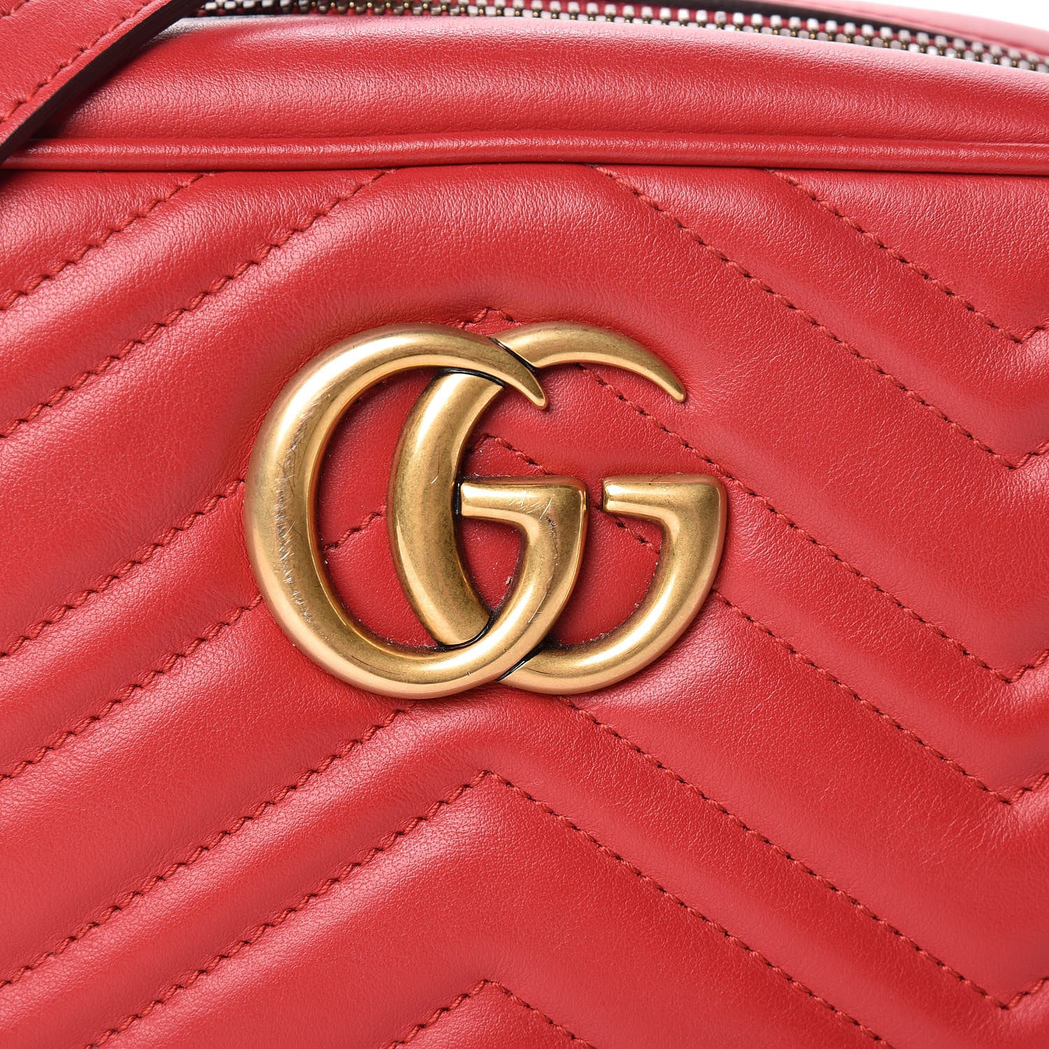 Gucci Calfskin Matelasse Small GG Marmont Chain Shoulder Bag Hibiscus Red 10 of 11