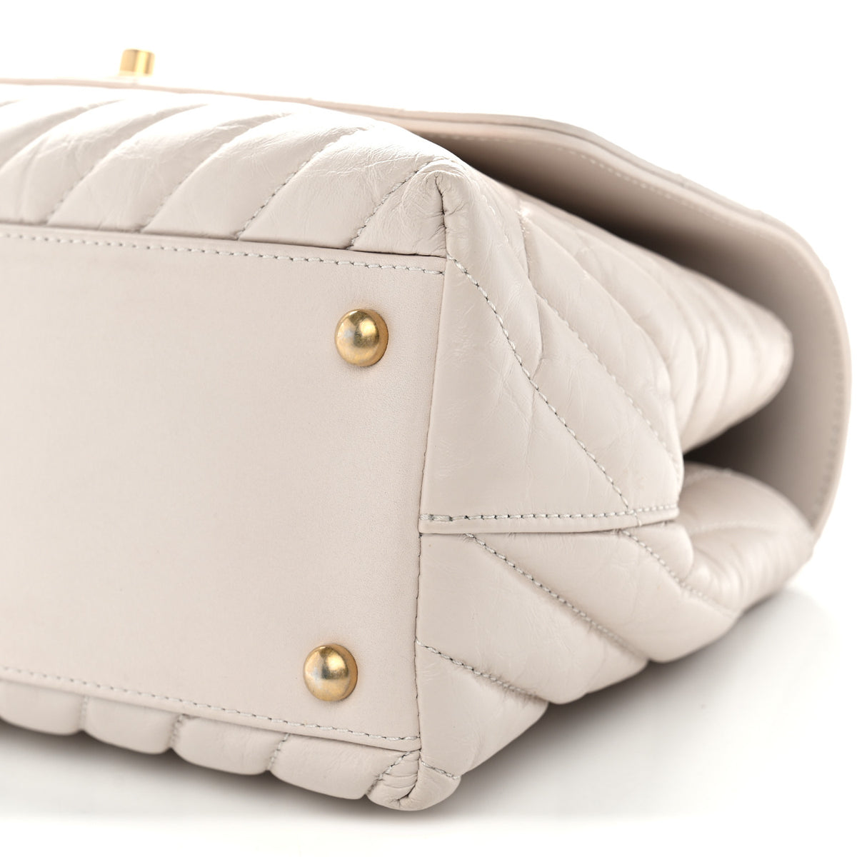 Aged Calfskin Chevron Quilted Small Coco Handle Flap Rose Pale