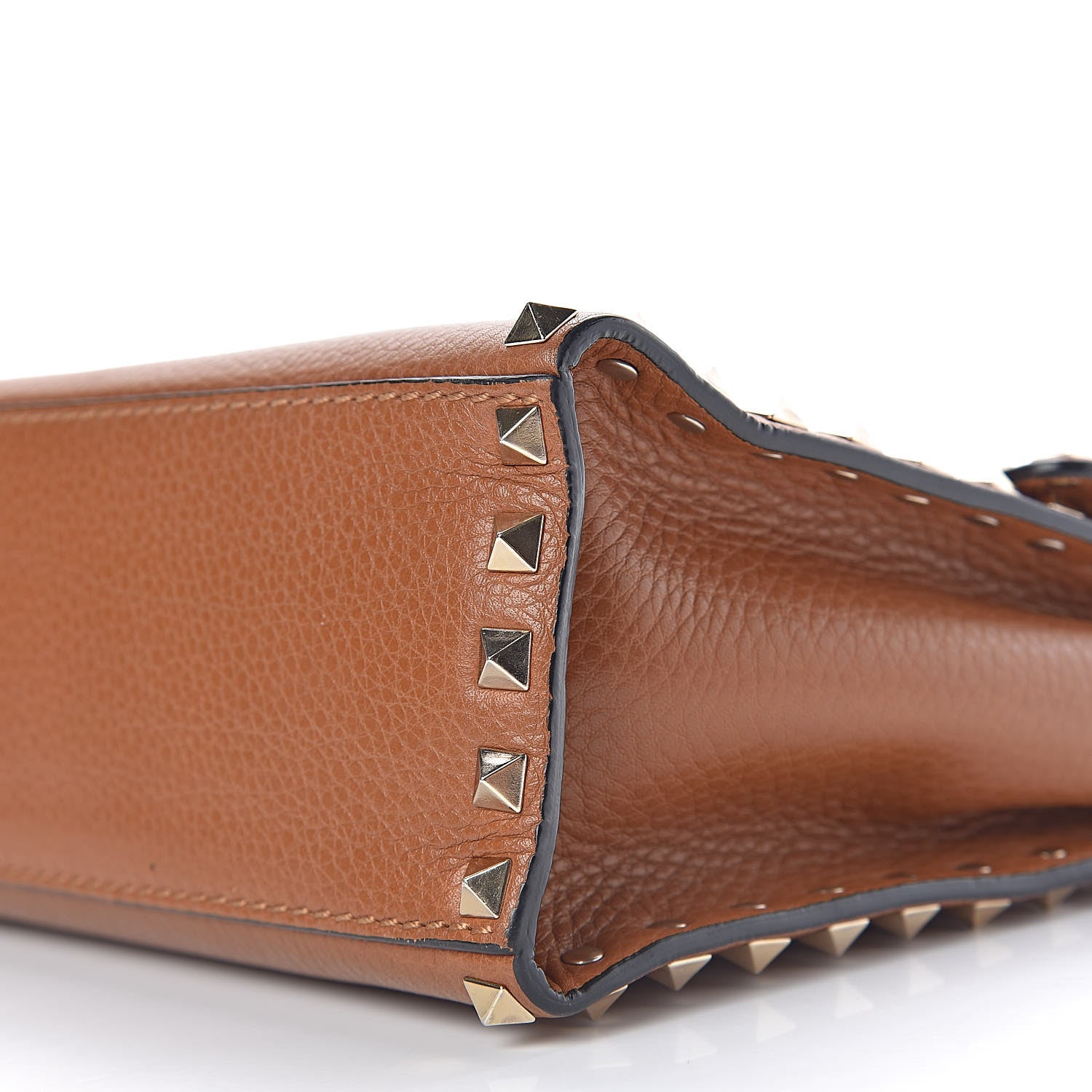 Valentino Garavani Pebbled Calfskin Small Rockstud Single Handle Flap Bag Light Cuir 9 of 10