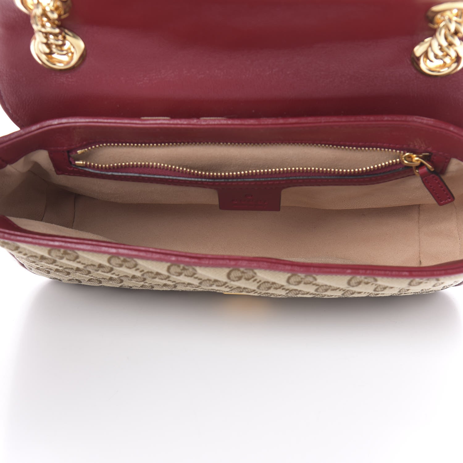 Gucci Monogram Azalea Calfskin Matelasse Diagonal Small GG Marmont Shoulder Bag Beige Ebony New Cherry Red 5 of 11