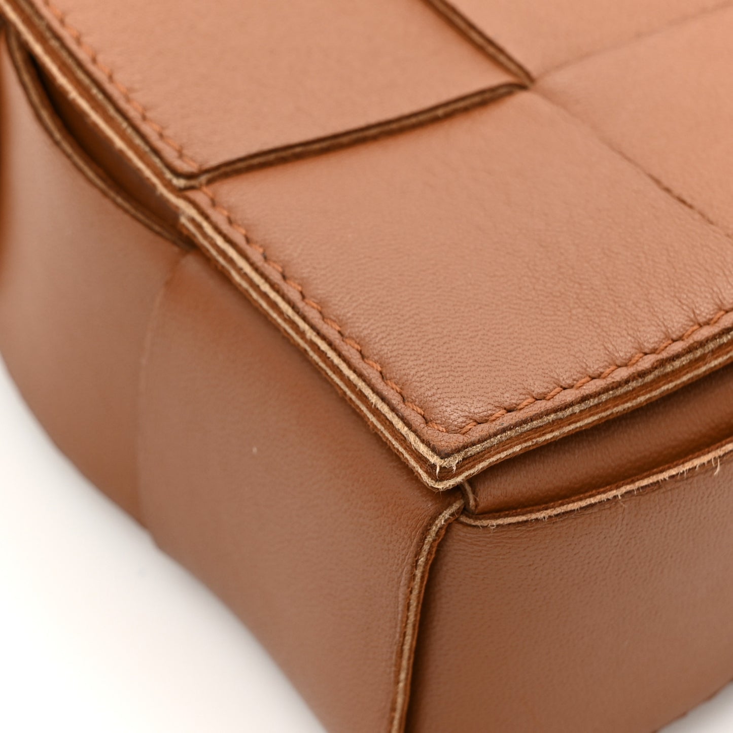Lambskin Maxi Intrecciato Cassette Crossbody Bag Caramel