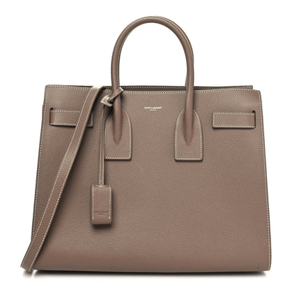 Saint Laurent Grained Calfskin Topstitch Small Classic Sac De Jour Taupe 1 of 10