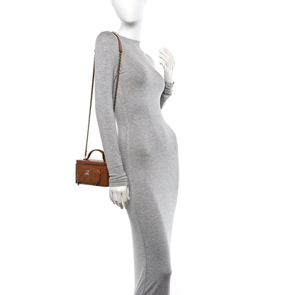 Chanel Caviar Quilted Top Handle Pocket Vanity Case Camel 2 of 11