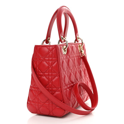 Christian Dior Lambskin Cannage Medium Lady Dior Red 3 of 11