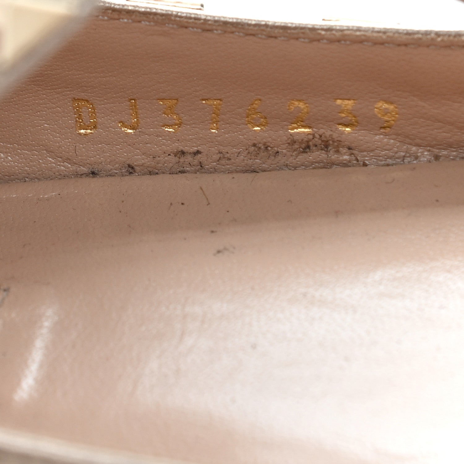 Valentino Garavani Metallic Pebbled Calfskin Rockstud Cage Ballerina Flats 39 Skin 6 of 11