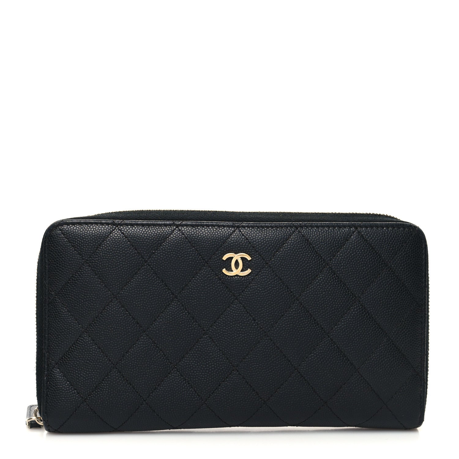 Chanel Caviar Quilted Large Zip Around Organizer Wallet Black 1 of 10