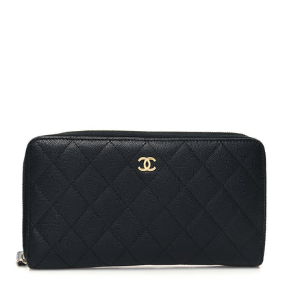 Chanel Caviar Quilted Large Zip Around Organizer Wallet Black 1 of 10