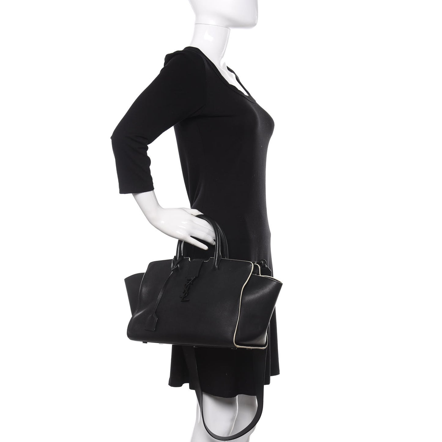 Calfskin Small Monogram Downtown Cabas Black White