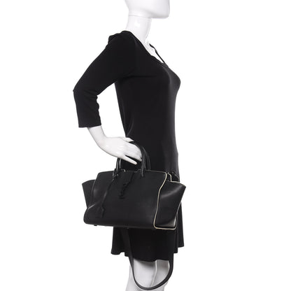 Saint Laurent Calfskin Small Monogram Downtown Cabas Black White 2 of 17