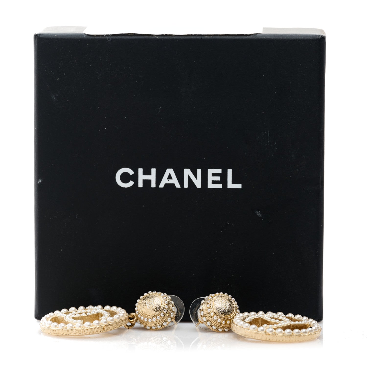 Chanel Pearl CC Drop Earrings Light Gold 5 of 5