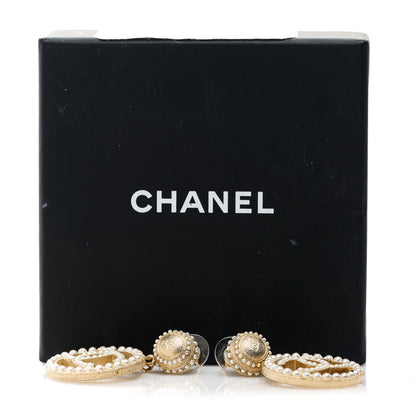 Chanel Pearl CC Drop Earrings Light Gold 5 of 5