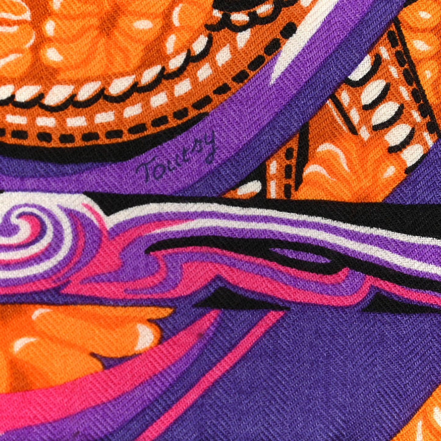 Cashmere Silk De La Mer Au Ciel Shawl 140 Violet Orange Vert