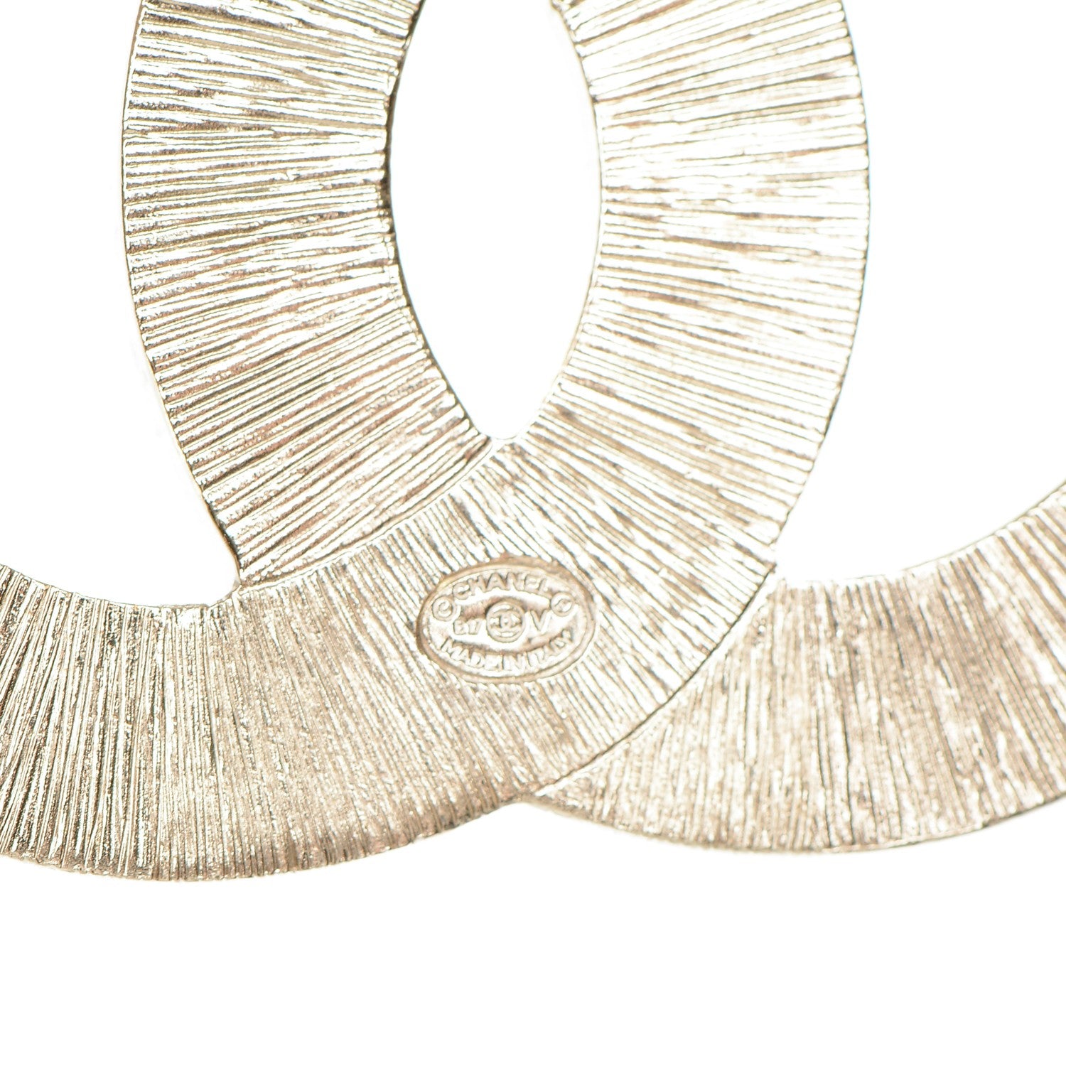 Chanel Metal Quilted CC Brooch Silver Gold 4 of 4