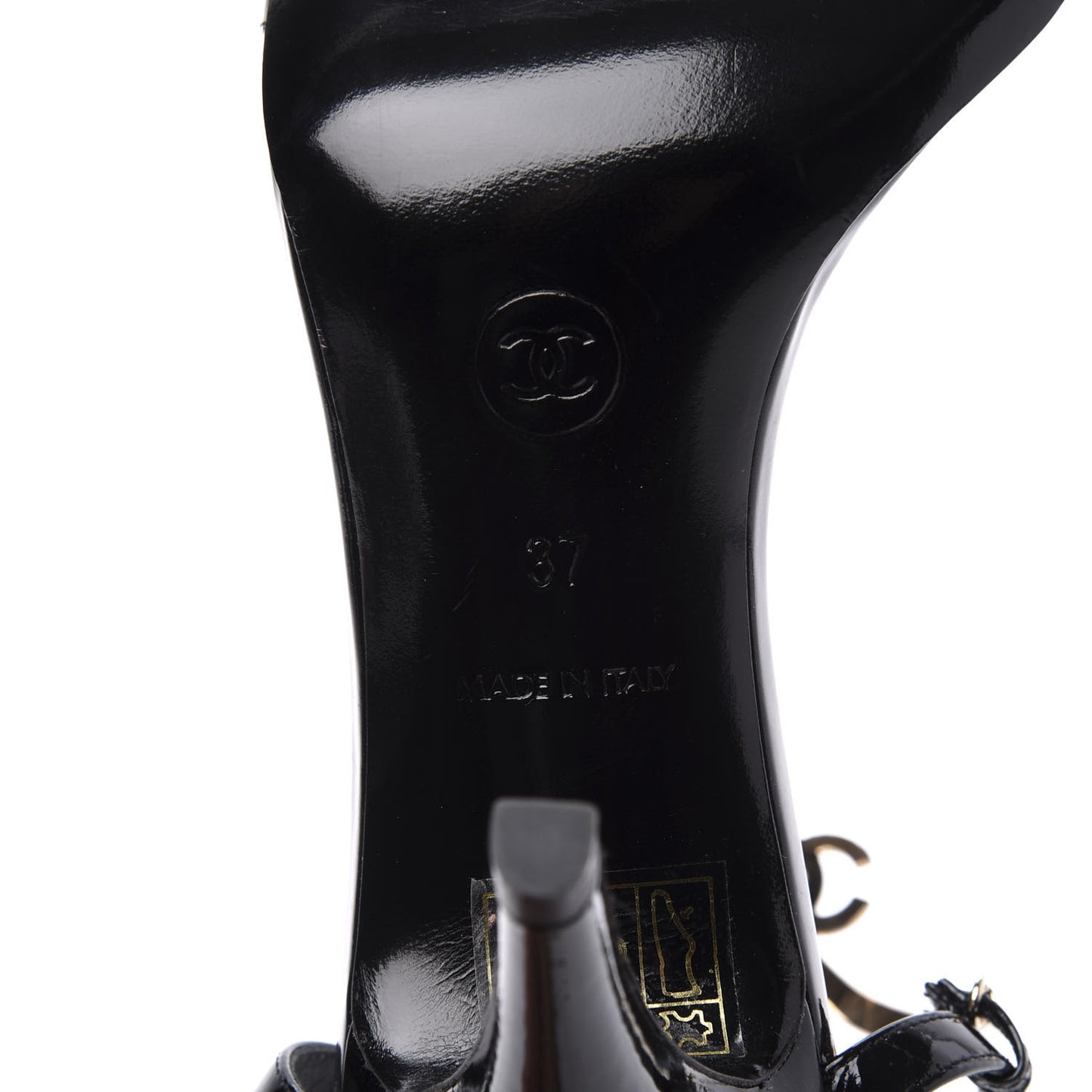 Patent CC Sandals 37 Black Gold