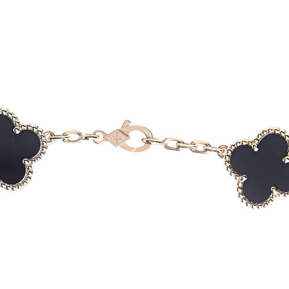 Van Cleef & Arpels 18K Yellow Gold Black Onyx 10 Motifs Vintage Alhambra Necklace 4 of 5