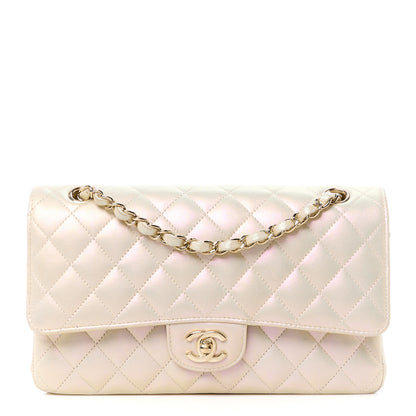 Chanel Iridescent Lambskin Quilted Medium Double Flap Ivory 1 of 11