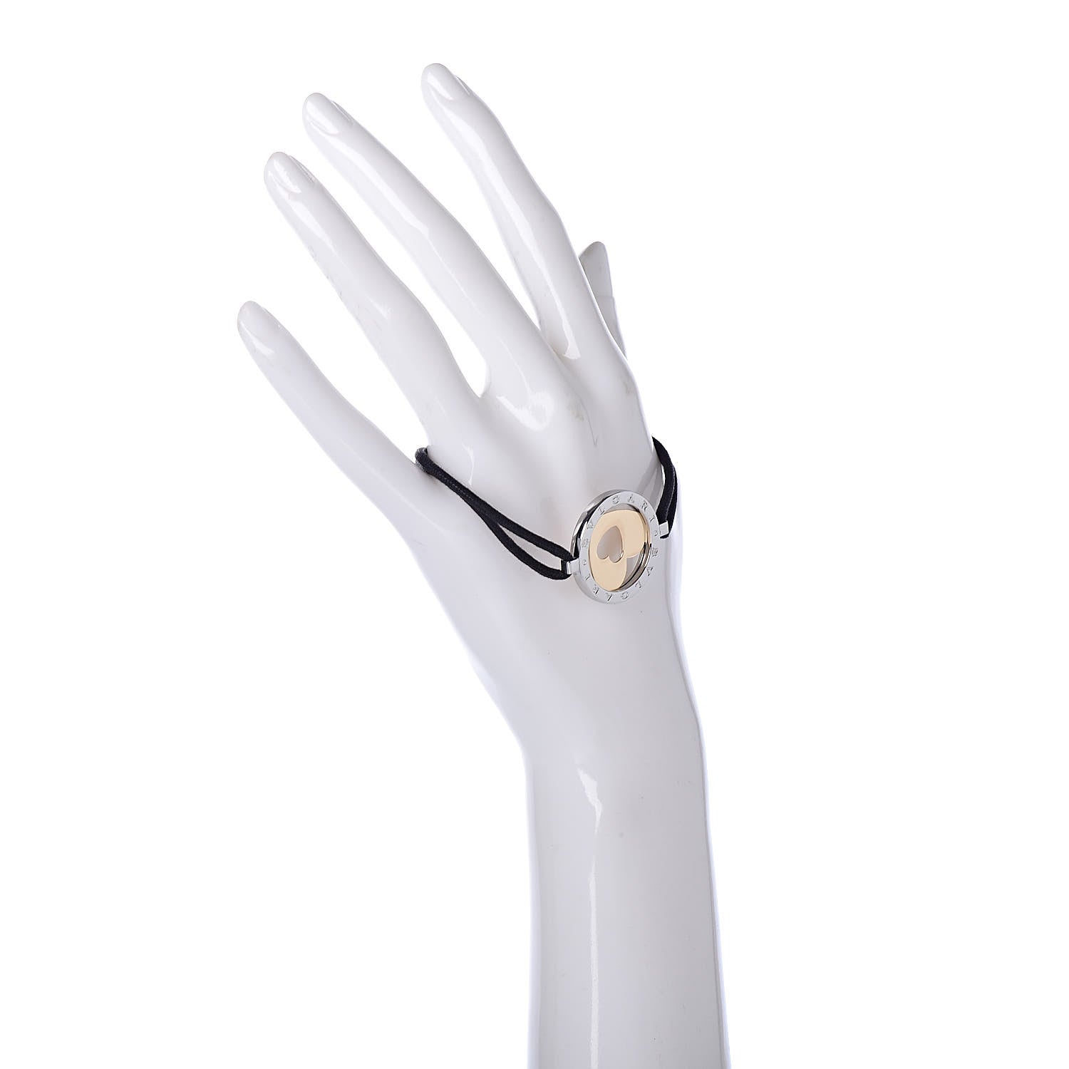 Bulgari Stainless Steel 18K Yellow Gold Tondo Heart Bracelet 2 of 5