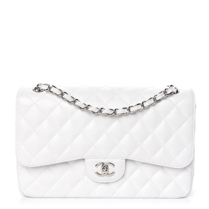 Chanel Caviar Quilted Jumbo Double Flap White 1 of 14
