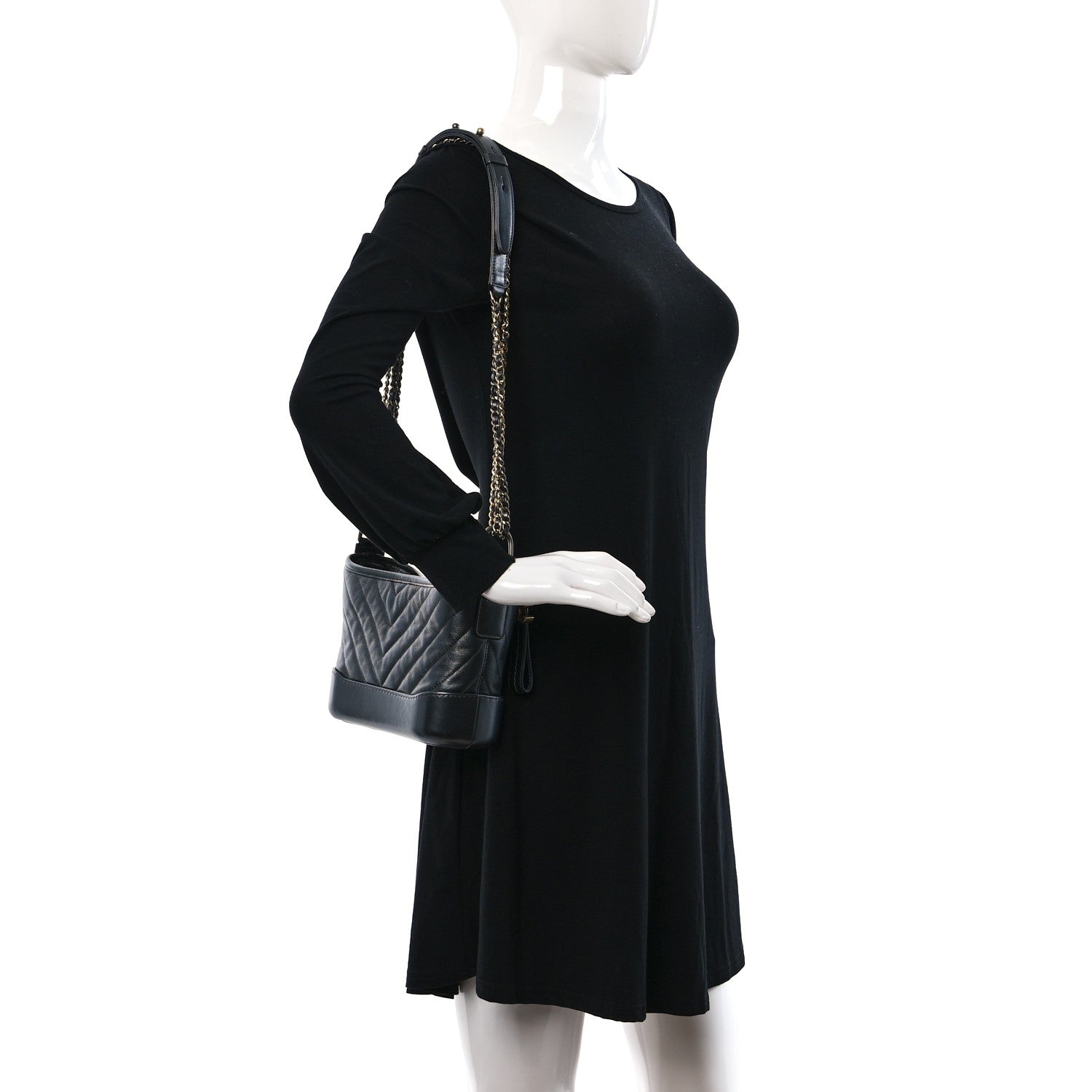 Chanel Metallic Aged Calfskin Chevron Quilted Small Gabrielle Hobo Dark Grey 3 of 8