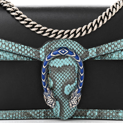 Gucci Calfskin Snakeskin Enamel Small Dionysus Shoulder Bag Black Blue Electric Blue 8 of 10